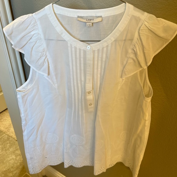 Loft Cotton Eyelet Sleeveless Blouse - Picture 1 of 3